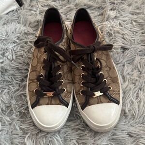 Coach Brown and Black Signature Sneakers